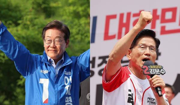이재명 더불어민주당 대선후보와 김문수 국민의힘 대선후보. 연합뉴스