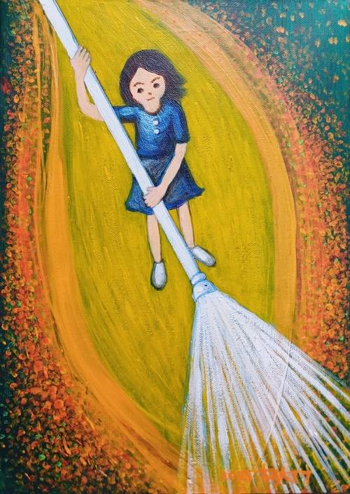 성효숙 作 쓸어내기, 2025, 캔버스에 아크릴, 33.3×24cm /A4액션추진위원회