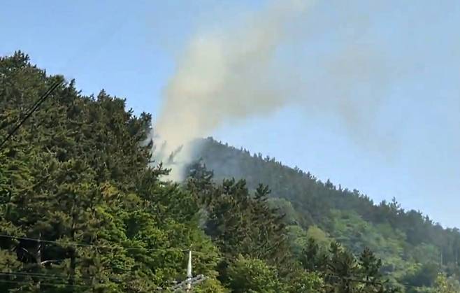 울릉도 서면 남양리 야산 산불 발생. /독자 제공