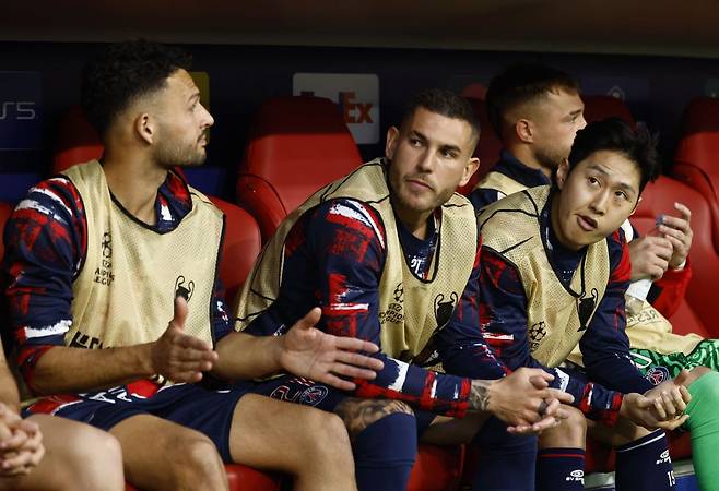 파리 생제르맹과 인터밀란의 UCL 결승전에서 이강인이 벤치에 앉아 있다. 로이터연합뉴스