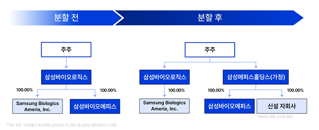 투자자 입장에서 삼성바이오로직스 분할 전후 비교. <그래픽=매경>