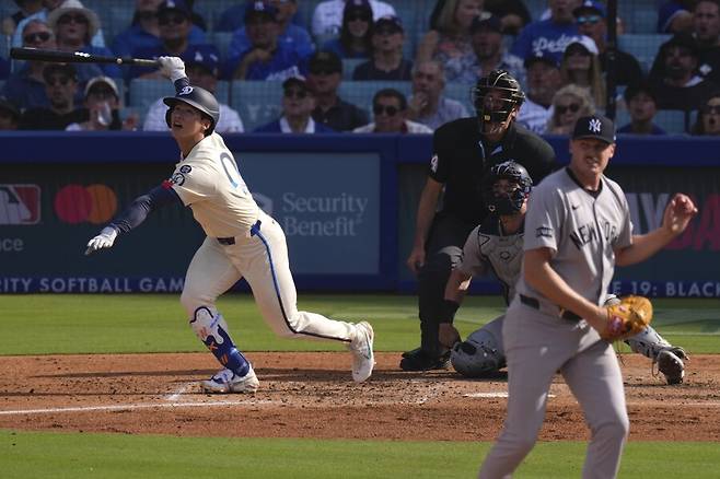 ▲ 김혜성은 왼손 투수를 상대로 시즌 2호 홈런을 쳤다. ⓒ연합뉴스/AP