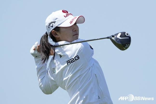 1일 US 여자오픈 3라운드에서 티샷을 날리고 있는 황유민. /AFPBBNews=뉴스1