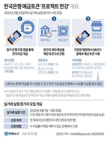 한국은행 예금토큰 '프로젝트 한강' 개요. 연합뉴스 제공