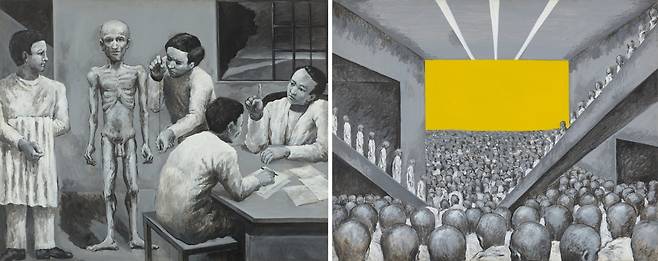 국립현대미술관 서울관에서 열리고 있는 '한국현대미술 하이라이트' 전시에 나온 민정기의 '영화를 보고 만족하는 K씨'.  /국립현대미술관 제공