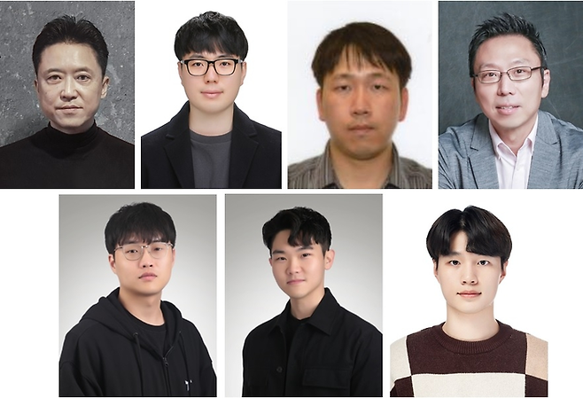 윗줄 왼쪽부터 김용대 교수, 윤인수 교수, 김형식 교수, 김승주 교수, 아랫줄 왼쪽부터 윤태식 연구원, 이용화 연구원, 정수환 연구원[사진 = KAIST]