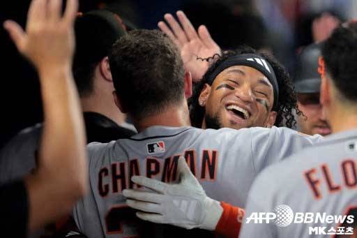 마토스는 이날 스리런 홈런을 때렸다. 사진(美 마이애미)=ⓒAFPBBNews = News1