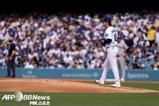 야마모토는 4회를 넘기지 못했다. 사진(美 로스앤젤레스)=ⓒAFPBBNews = News1