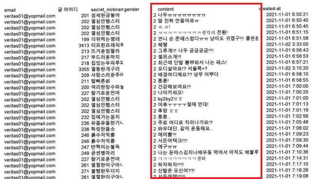 아만다 앱의 ‘시크릿 스퀘어’에 게시한 가짜 댓글 목록 발췌. 공정위