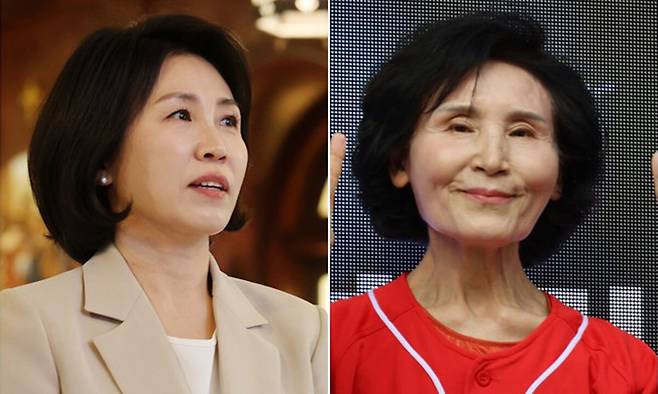 더불어민주당 이재명 대선 후보의 배우자 김혜경 여사, 국민의힘 김문수 대선 후보의 부인 설난영 여사. 연합뉴스