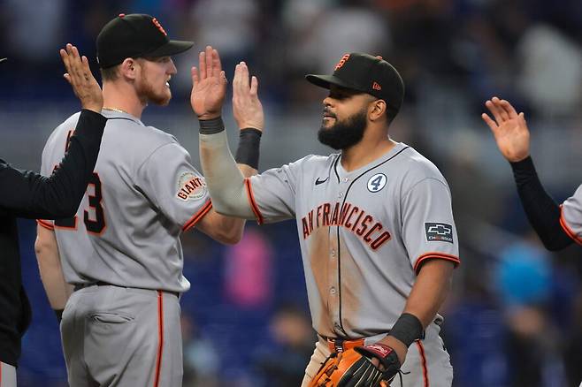 ▲ 마이애미와 3연전을 위닝시리즈로 마무리한 샌프란시스코 자이언츠. ⓒ연합뉴스/AFP