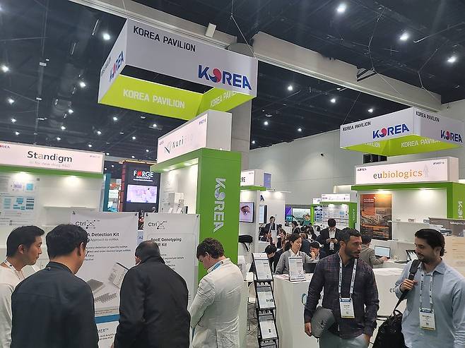 2024 바이오USA 한국관 (샌디에이고=연합뉴스) 나확진 기자 = 지난 3일 미국 샌디에이고에서 개막한 '2024 바이오 인터내셔널 컨벤션'(바이오 USA)에 설치된 한국관. 2024.6.4 rao@yna.co.kr