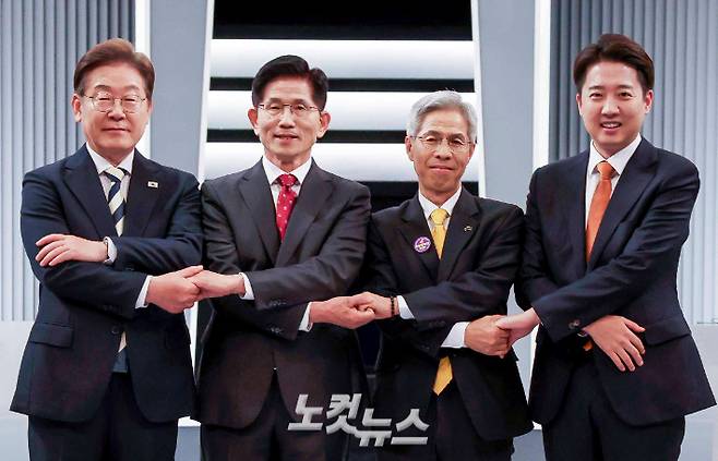 더불어민주당 이재명(왼쪽부터), 민주노동당 권영국, 국민의힘 김문수, 개혁신당 이준석 대선 후보. 국회사진기자단