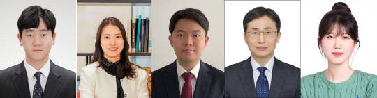 UNIST 연구진.  권종익(왼쪽부터) UNIST 권종익 연구원(공동 제1저자), 최문기 UNIST 교수, 최창순 KIST 박사,  김대형 서울대 교수, 김지수 서울대 연구원(공동 제1저자).