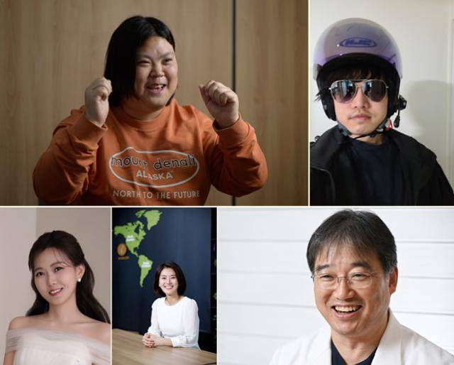 오른쪽 위부터 시계 방향으로 박경인·박주성·조규석·이수연·장혜영씨. 하상윤·박시몬 기자·박씨·이씨·장씨 제공