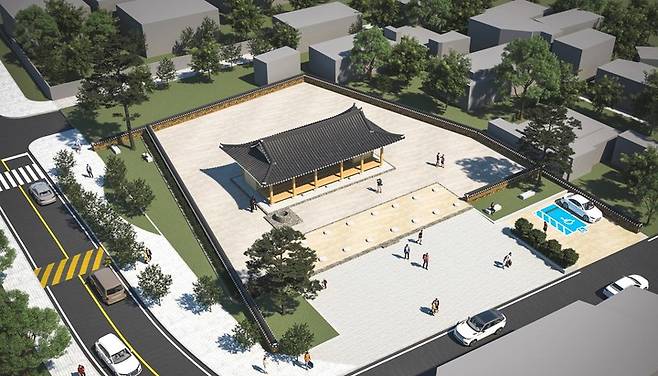 [나주=뉴시스] 나주목관아  '향청'(鄕廳) 복원사업 조감도. 향청은 조선시대 지방 읍치시설 중 하나로 지방수령을 자문·보좌했던 자치기구이다. 지금으로 치면 의회와 비슷한 역할을 했다. (조감도=나주시 제공) 2022.08.25. photo@newsis.com *재판매 및 DB 금지