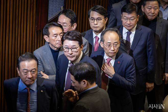 2024년 12월7일 추경호를 비롯한 국민의힘 의원 105명은 윤석열 탄핵소추안 표결에 불참했다. ⓒ시사IN 박미소