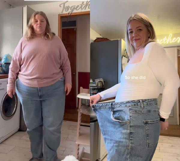 에이미 스완(33)은 1년 만에 57kg을 감량했다. 감량 전후 모습./사진=에이미 스완 인스타그램 캡처