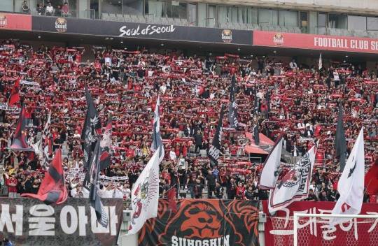 서울월드컵경기장을 가득 채운 FC서울 팬들. 사진[연합뉴스]