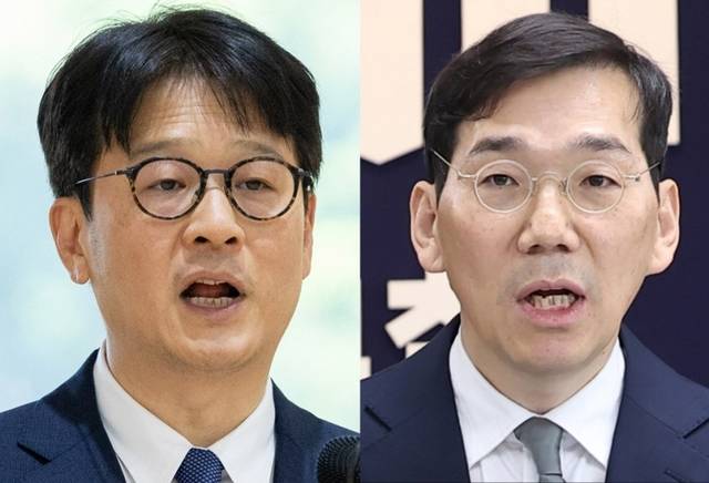 이재명 정부 출범 전 사직한 이창수(왼쪽) 서울중앙지검장과 조상원 서울중앙지검 4차장 검사. 연합뉴스