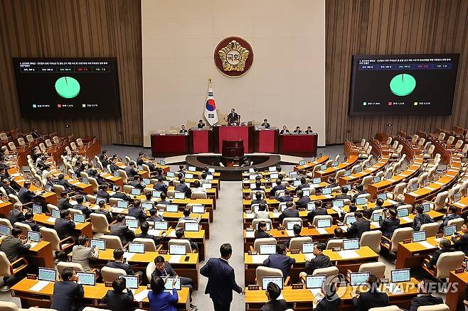 김건희 여사 특검법 본회의 통과 (서울=연합뉴스) 박동주 기자 = 5일 국회 본회의에서 김건희 여사 특검법이 통과되고 있다. 2025.6.5 pdj6635@yna.co.kr