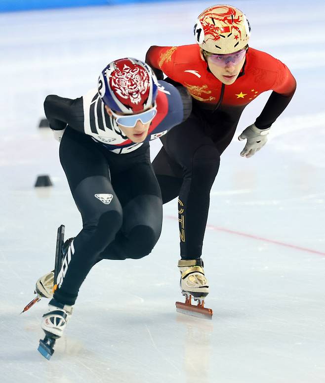 올해 2월 2025 하얼빈 동계 아시안게임 쇼트트랙 남자 1000m 결승에서 금메달을 따낸 장성우의 모습. 사진=연합뉴스