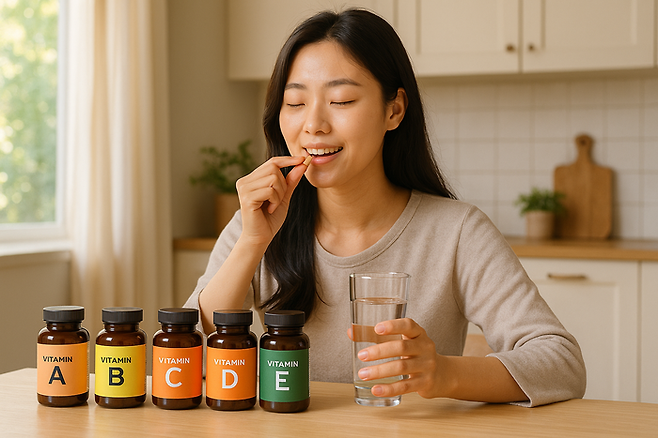 비타민을 섭취하는 사람 이미지. 사진=챗GPT