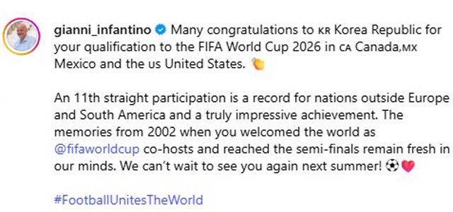 FIFA 인판티노 회장 SNS