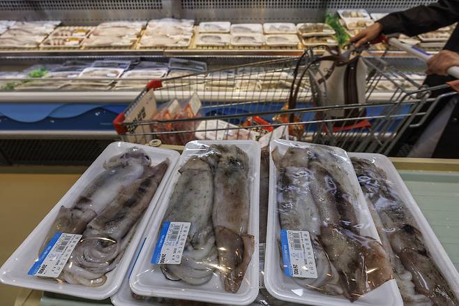 서울 서초구 농협 하나로마트 양재점의 수산물 코너  [연합]