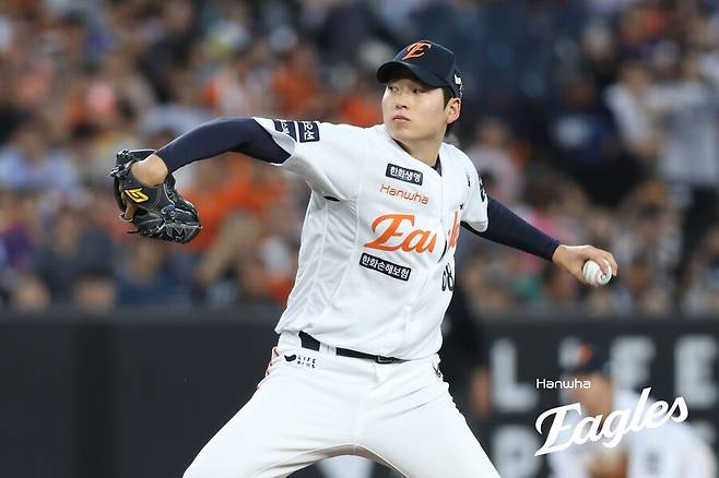 ▲ 류현진이 없는 기간 선발 로테이션에 합류할 예정인 조동욱 ⓒ한화이글스