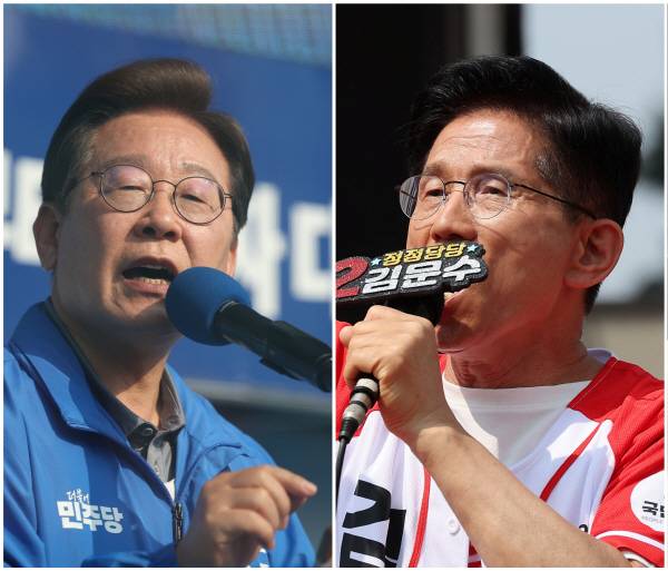 대선 D-2, 한표 호소하는 이재명·김문수 대선 후보.연합