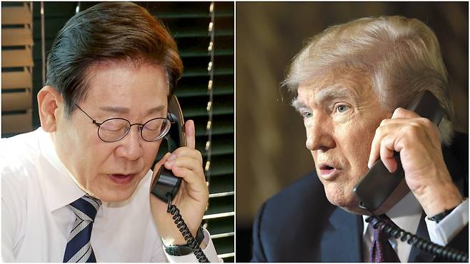 South Korean President Lee Jae-myung, left, and U.S. President Donald Trump./Yonhap, AP