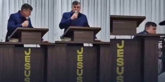 브라질에서 한 목사가 설교 도중 쓰러져 숨을 거뒀다. 사람들이 몰려 응급조치를 했지만 끝내 회복하지 못했다. 사진 인터넷 캡처