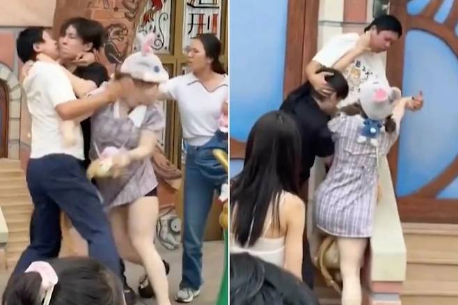 중국 상하이 디즈니랜드에서 사진 촬영 순서를 둘러싼 시비가 폭행으로 번지는 소동이 벌어졌다. /사진=바이럴프레스