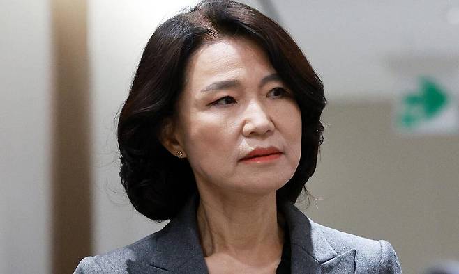 이진숙 방송통신위원장이 5일 서울 용산 대통령실 청사에서 열린 국무회의에 참석하고 있다. 대통령실통신사진기자단