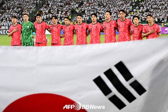 6일 이라크 바스라 국제경기장에서 열린 이라크와의 2026 국제축구연맹(FIFA) 북중미 월드컵 아시아 3차 예선 B조 9차전에 나선 대한민국 대표팀 선수들. /AFPBBNews=뉴스1