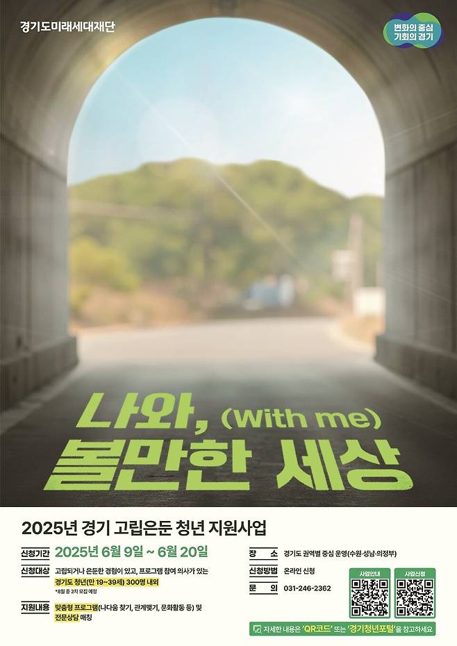 ▲&nbsp;'경기 고립·은둔 청년 지원 사업' 홍보 포스터./자료제공=경기도