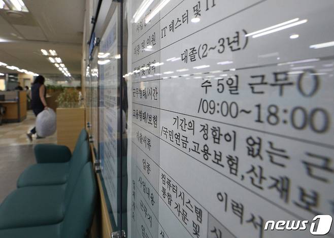 사진은 이날 서울 중구 고용복지플러스센터에 붙은 취업 공고의 모습. 2023.3.6/뉴스1 ⓒ News1 신웅수 기자