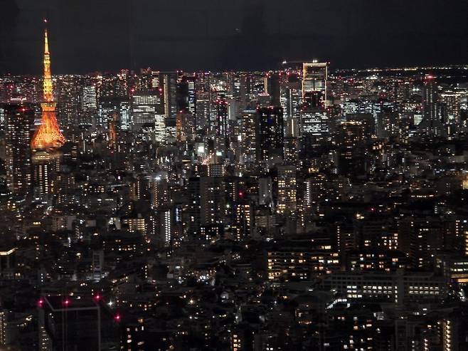 일본 도쿄 시부야스카이에서 찍은 전망대 풍경 사진