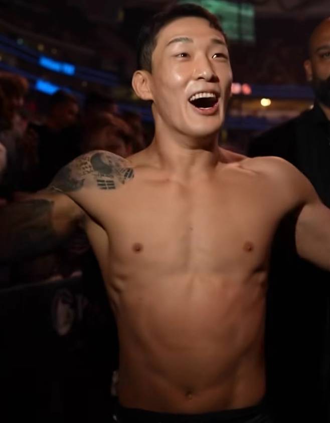 UFC 데뷔전에서 승리한 유주상. 사진=UFC 코리아 SNS