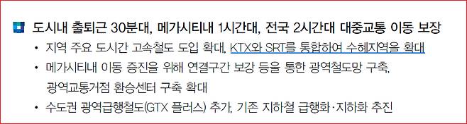 20대 대선 당시 더불어민주당의 고속철도 통합 공약. 자료 더불어민주당 대선공약집