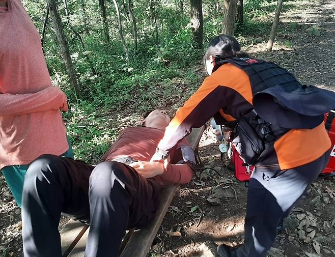 전남소방이 온열 질환 환자에 대한 구급 활동을 하고 있다. 전남도 제공