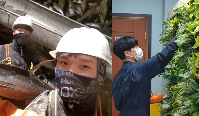 Kim Yong-min (left) takes a selfie onboard a fishing vessel with a colleague. He left the job after four years at sea due to a leg injury. (Courtesy of Kim Yong-min) Yoon Jae-keun, 34, now works as a manager at Brother’s Keeper. He aged out of care in 2012, when the support system was minimal — just 3 million won in settlement funds and no monthly aid. (Yoon Jae-keun)