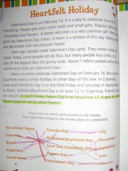 빼빼로데이는 2010년에는 미국의 초등학교 참고서(READING FOR THE GIFTED STUDENT)에 소개됐다. [롯데웰푸드 제공]