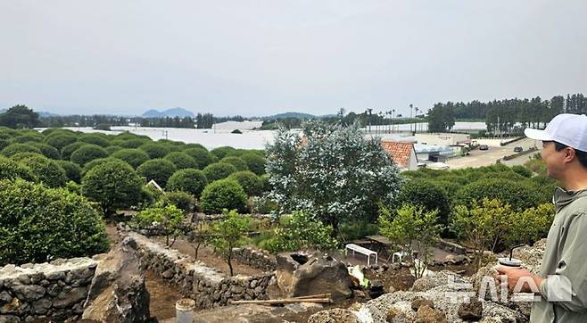 [제주=뉴시스] 임재영 기자 = 지난달 31일 찾은 동백포레스트 정원은 정비가 한창이다. 양우종 대표는 올해 전망대를 조성하고, 유칼립투스를 이식하는 등 새로운 풍경을 보여주려고 노력하고 있다. 2025.06.08. ijy788@newsis.com