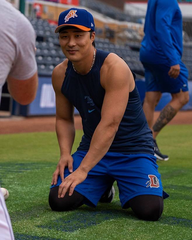 탬파베이 김하성은 오는 17~20일 열릴 볼티모어전에서 빅리그 복귀를 앞두고 있다. 오른쪽 어깨 수술에서 돌아와 새 소속팀에서 데뷔전을 치를 예정이다.｜더럼 불스 공식 인스타그램 계정&nbsp;