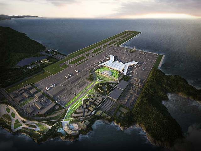 건설사들이 공사비 증가로 인한 사업성 악화 등의 이유로 공공공사 참여를 꺼리고 있다. 사진은 부산 가덕도신공항 여객터미널 조감도다. /가덕도신공항건설공단