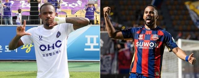 막오른 여름 이적시장서 타구단의 러브콜을 받고 이적이 유력한 FC안양의 공격수 야고(왼쪽)와 수원FC의 에이스 안데르손. FC안양·수원FC 제공