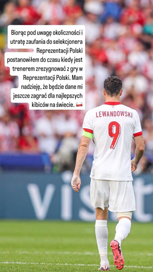 로베르트 레반도프스키가 폴란드 국가대표팀 잠정 은퇴를 선언했다./로베르트 레반도프스키 SNS