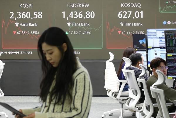 사진은 기사 참고용으로 지난해 12월 서울 중구 하나은행 본점 딜링룸 전광판. 사진=임준선 기자